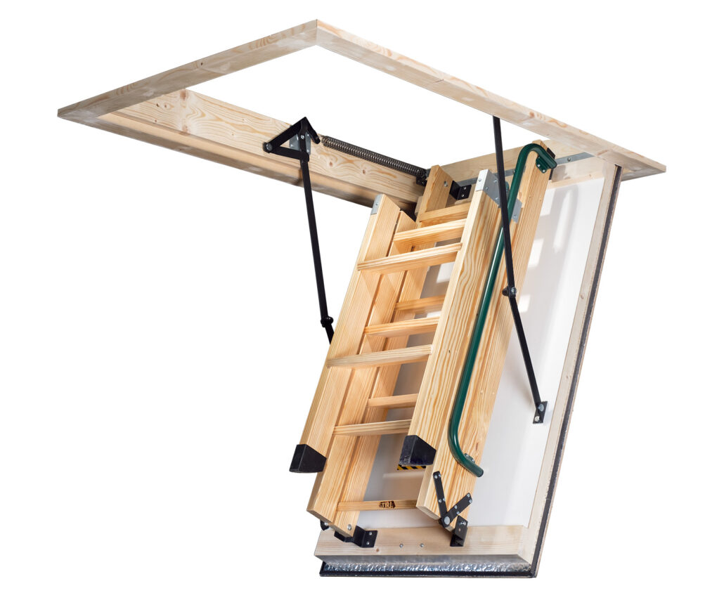 Cosy+ Stira timber folding loft ladder half open